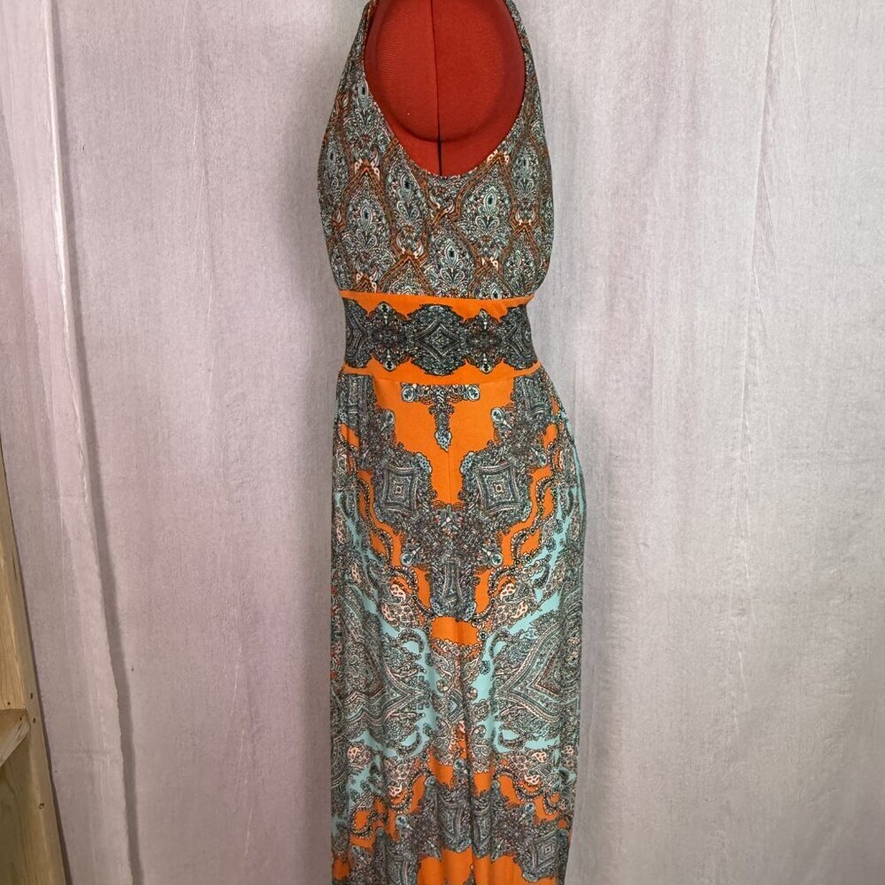 London Times Dress Womens Size 6 Multicolor Maxi Tank Boho Floral Print E435 - Picture 3 of 12